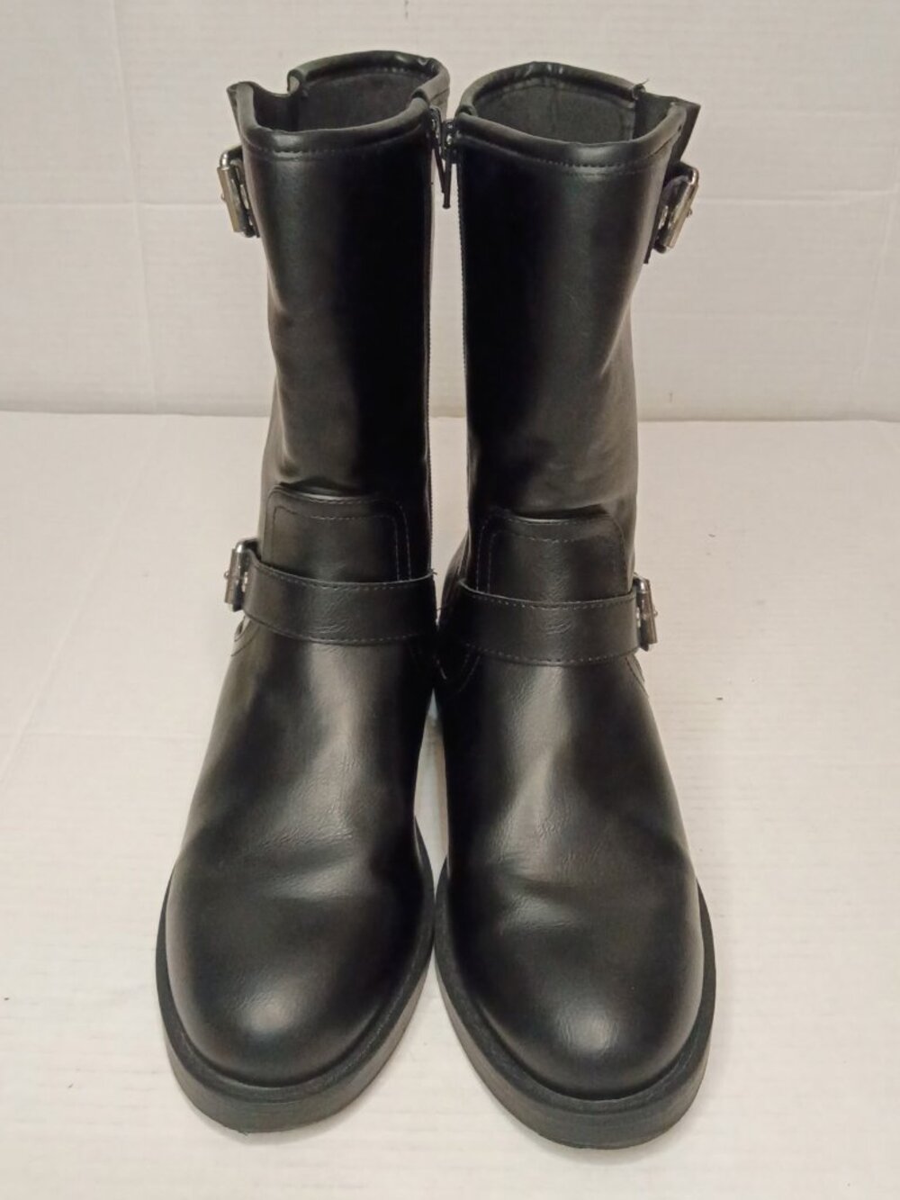 DV by Dolce Vita Black Leather Combat Boots with Buckle Detail